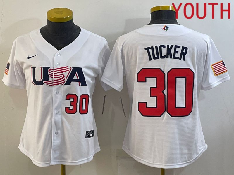 Youth 2023 World Cub USA #30 Tucker White MLB Jersey5
